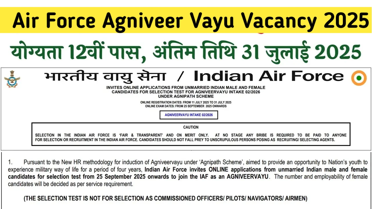 Air Force Agniveer Vayu Vacancy 2025