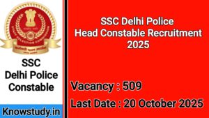 SSC Delhi Police Head Constable 2025