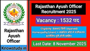 Rajasthan Ayush Officer Recruitment 2025